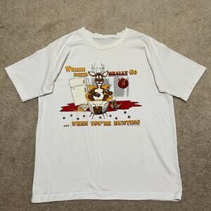 Vintage 1994 ‘Where Deer Go When Hunting’ Funny Graphic Shirt XL